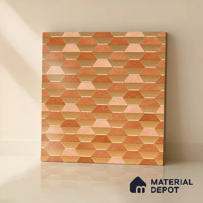 Geometric Wall & Floor Tile TL 07237 E Alpi 8003 GLM (Gold) 1 ft x 1 ft Ceramic Matte Finish - 9 mm  | 2 mm Spacer is Mandatory | Please Expect a Slight Variation of Pattern (Sample)